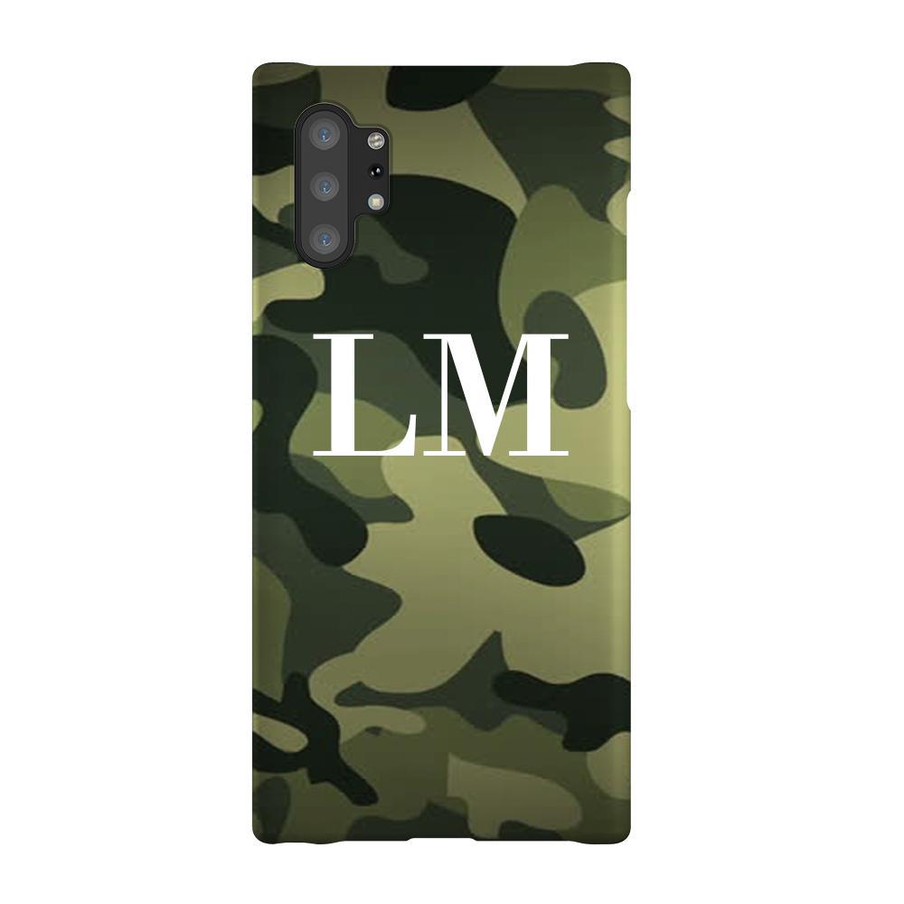 Personalised Green Camouflage Initials Samsung Galaxy Note 10+ Case