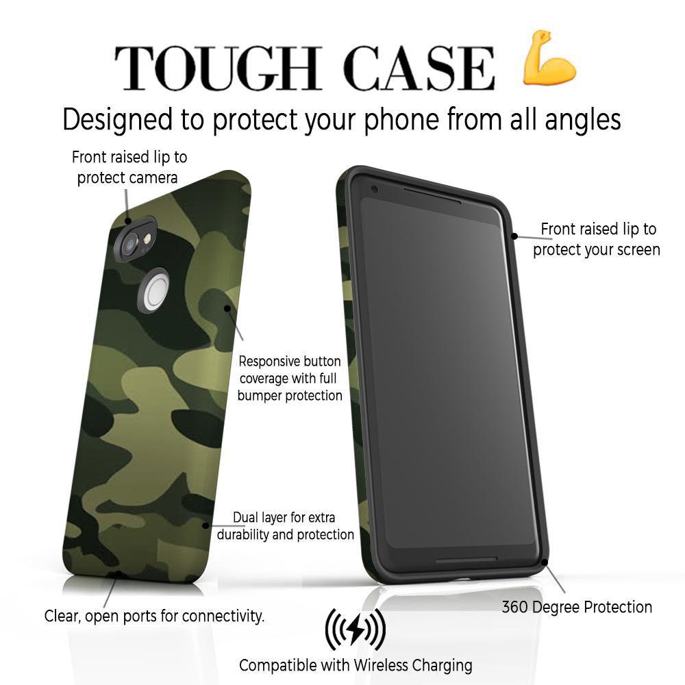Personalised Green Camouflage Initials Google Pixel 2 XL Case