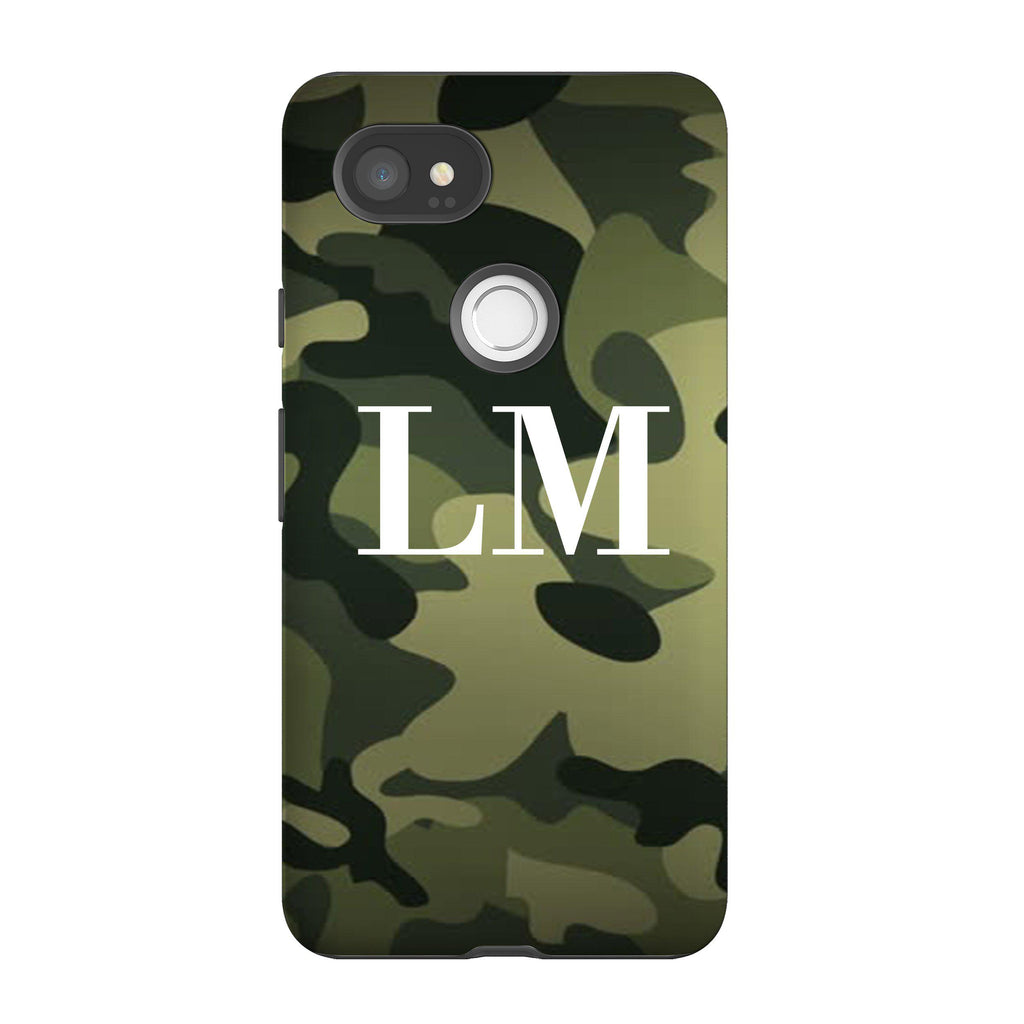 Personalised Green Camouflage Initials Google Pixel 2 XL Case