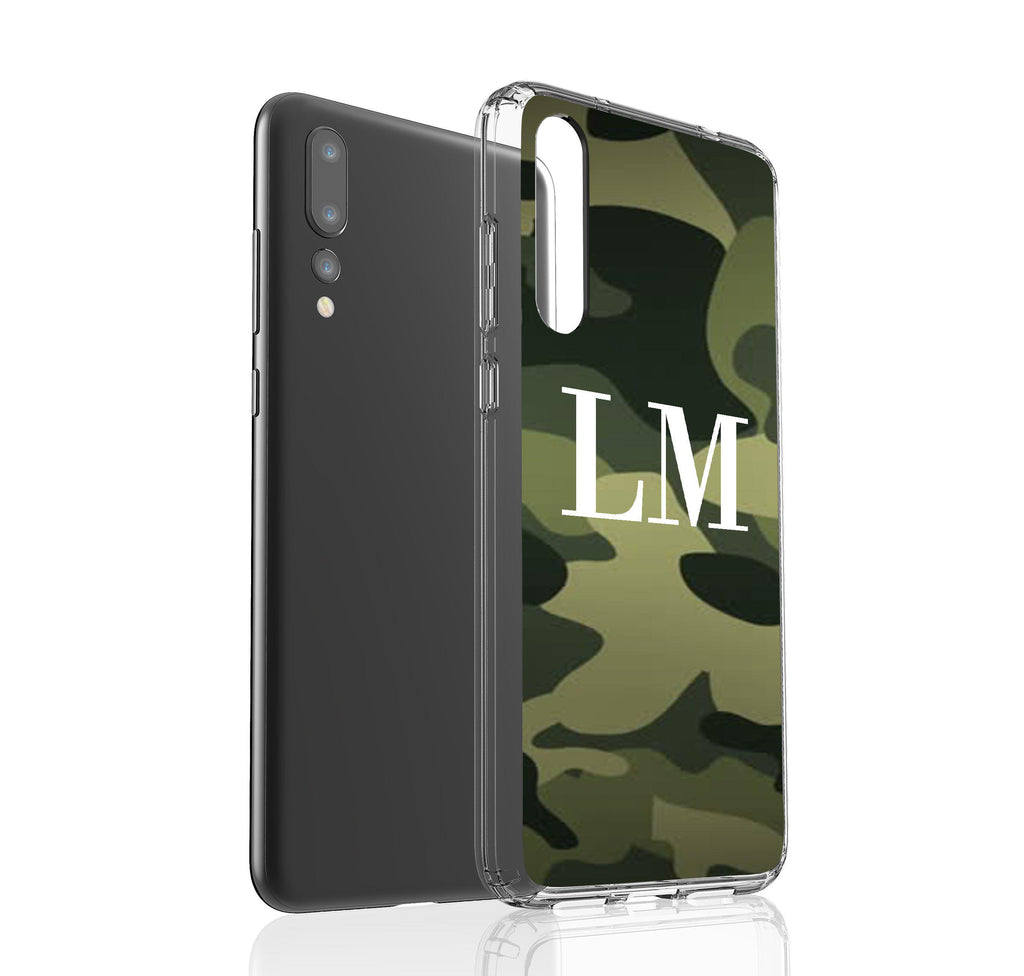 Personalised Green Camouflage Initials Huawei P20 Pro Case