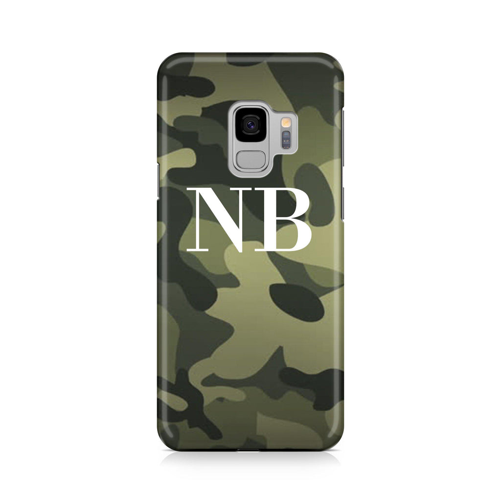 Personalised Green Camouflage Initials Samsung Galaxy S9 Case