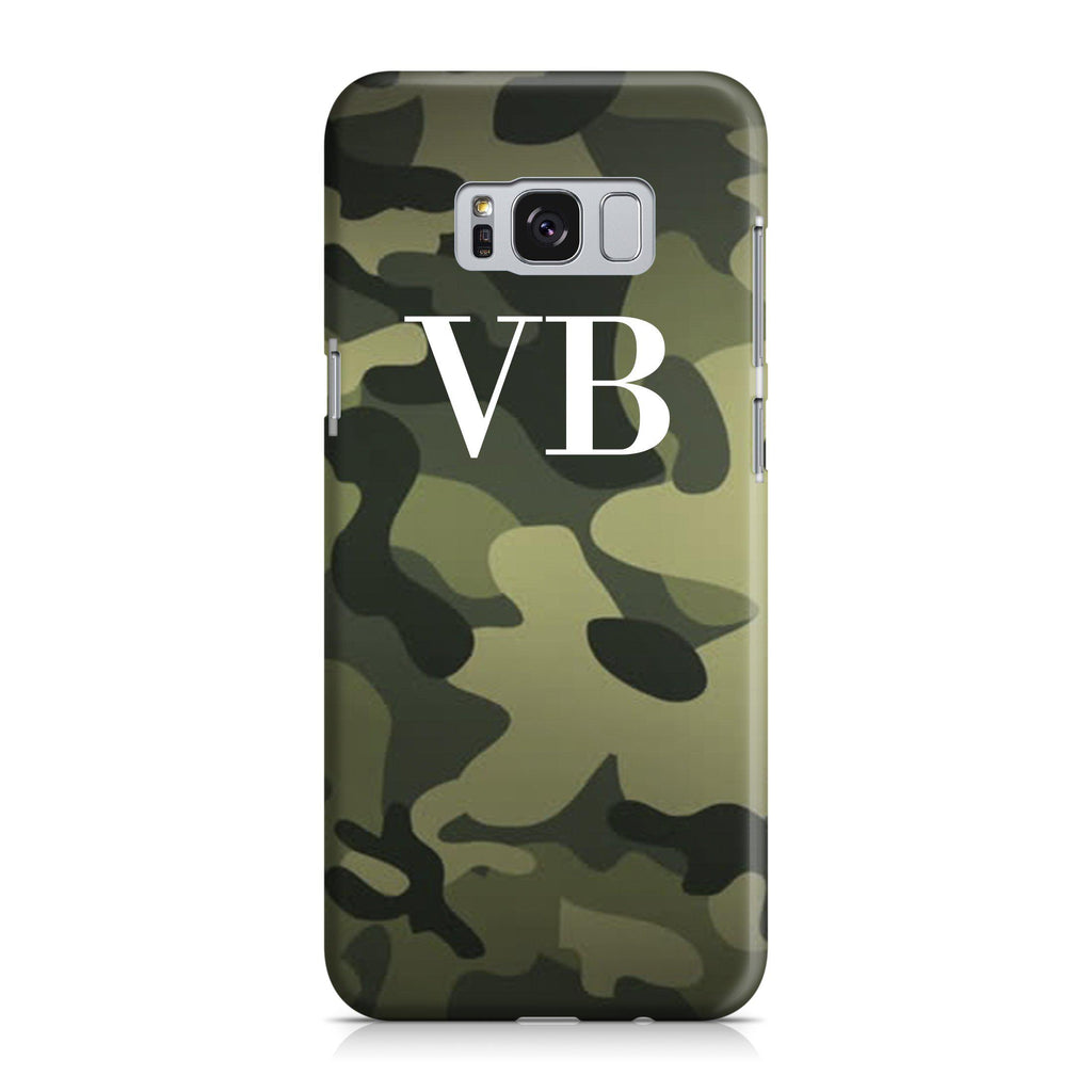 Personalised Green Camouflage Initials Samsung Galaxy S8 Case