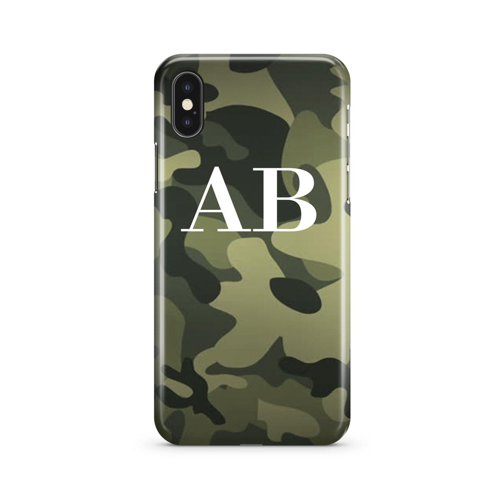 Personalised Green Camouflage Initials iPhone XS Max Case