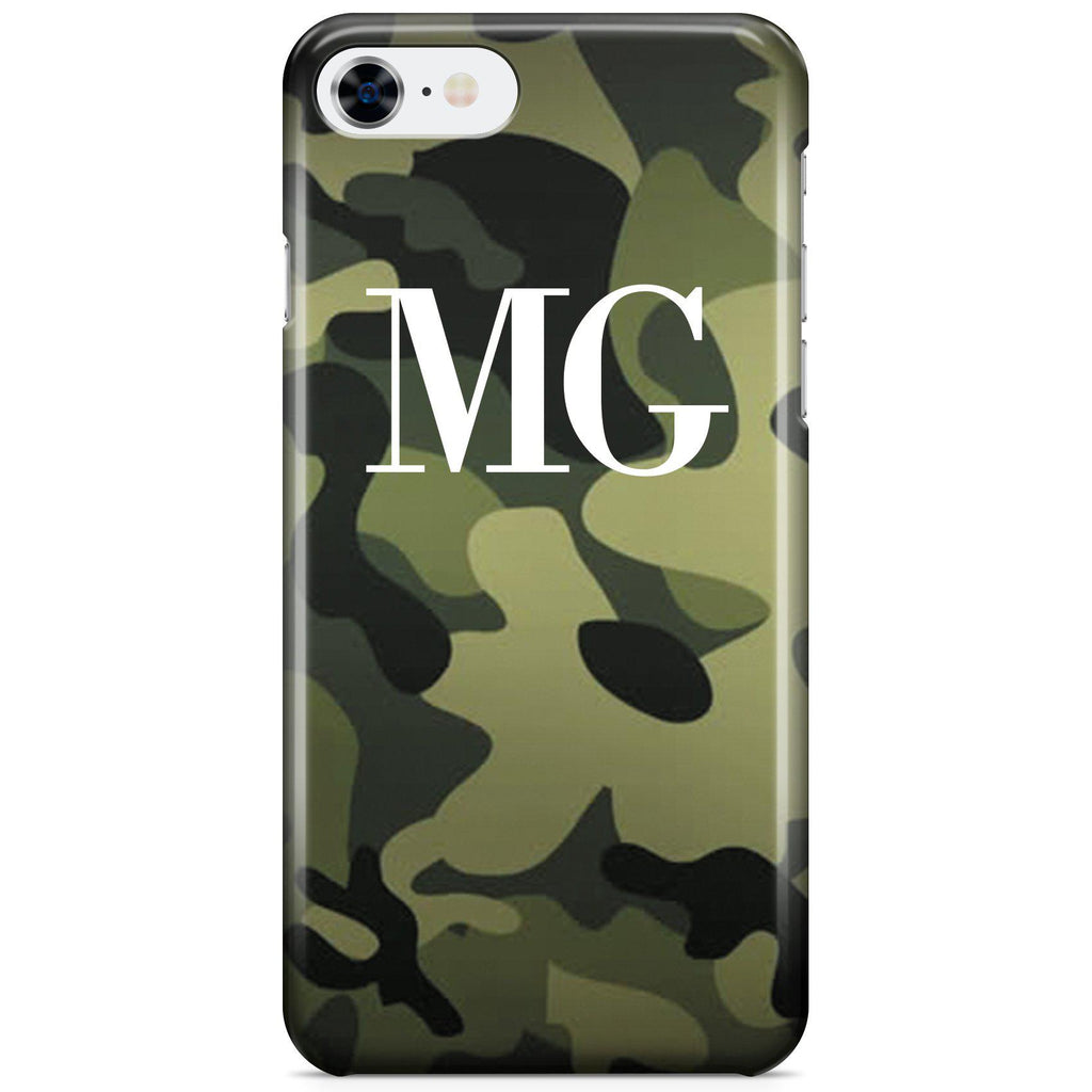 Personalised Green Camouflage Initials iPhone 8 Case