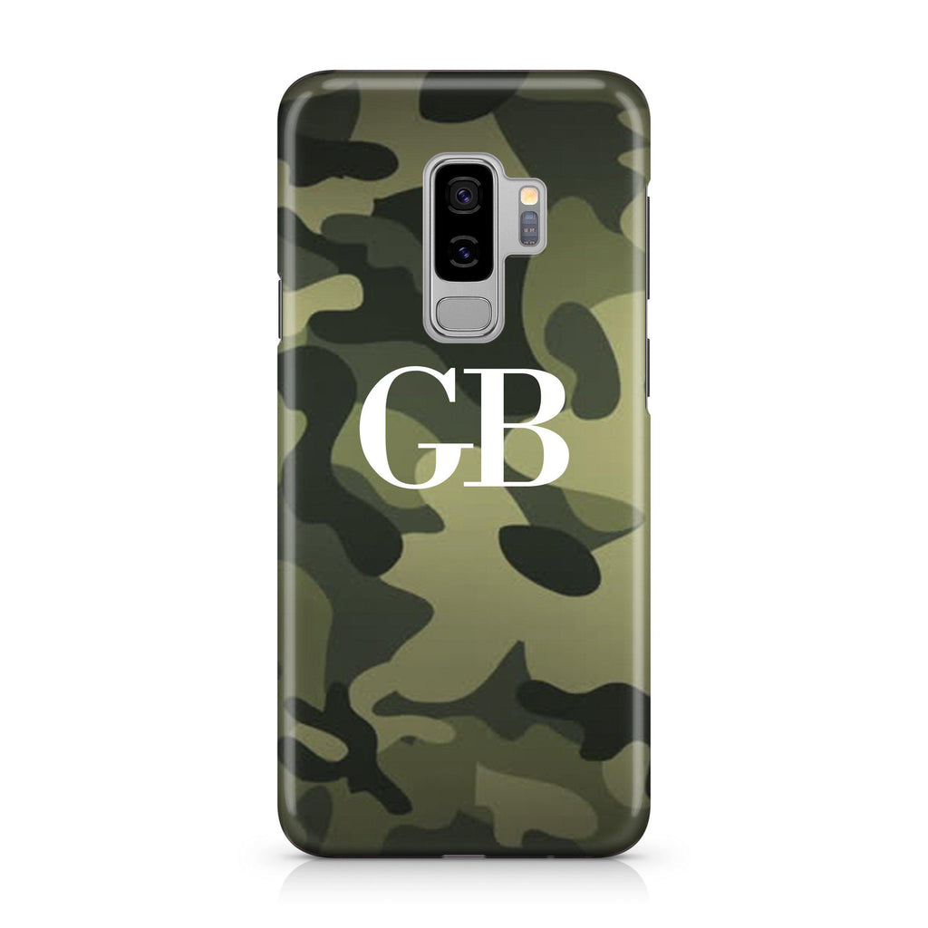 Personalised Green Camouflage Initials Samsung Galaxy S9 Plus Case