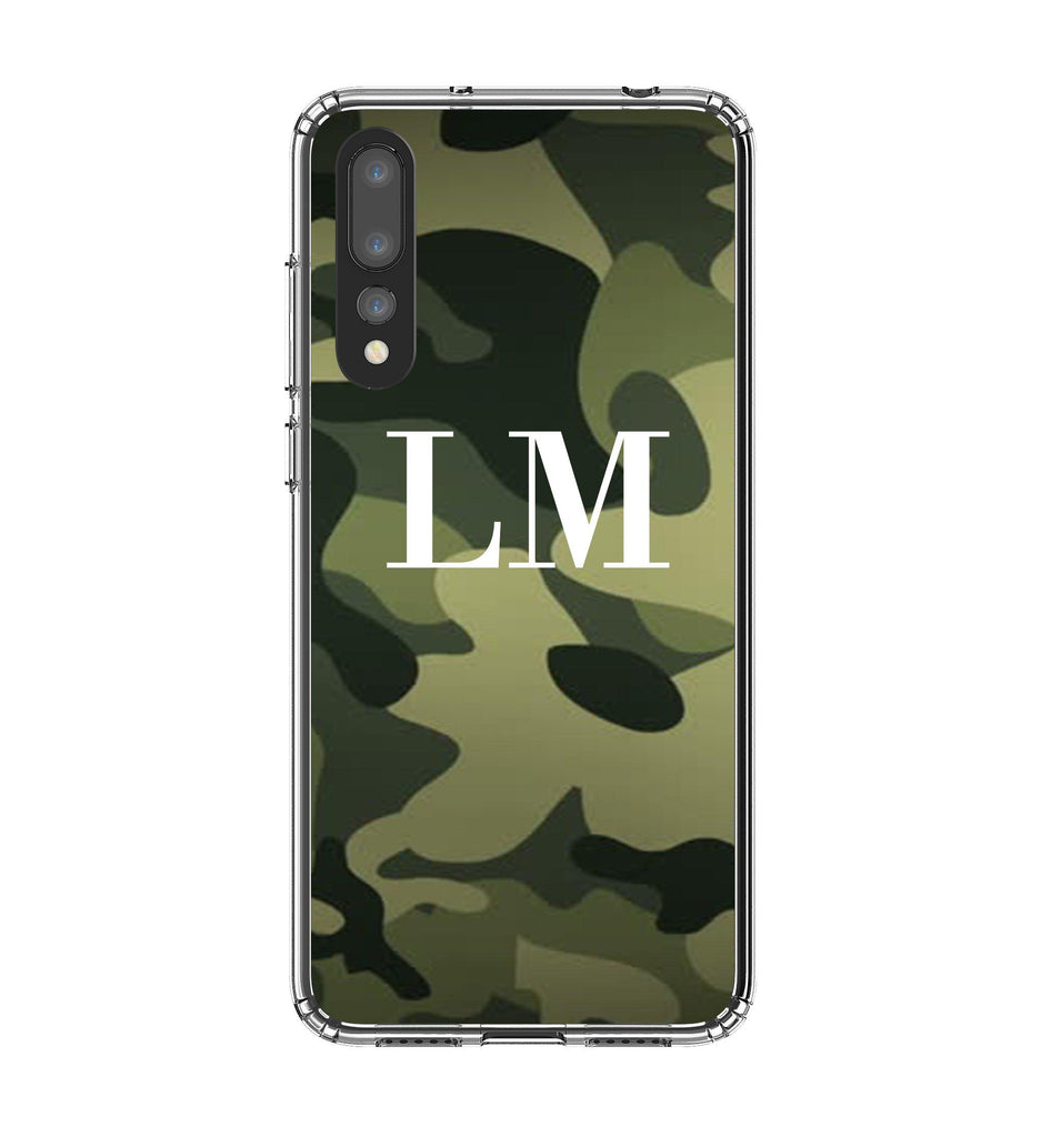 Personalised Green Camouflage Initials Huawei P20 Pro Case