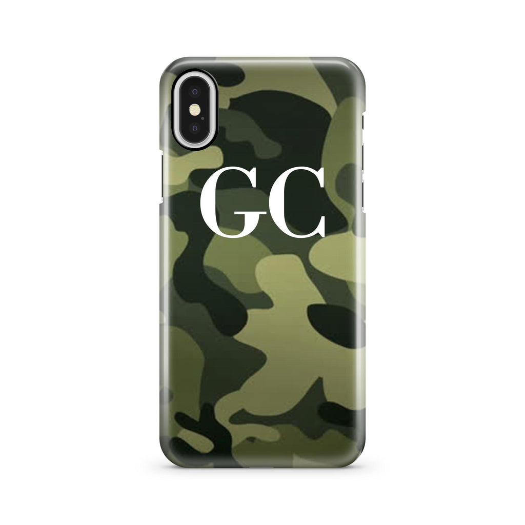 Personalised Green Camouflage initials iPhone X Case
