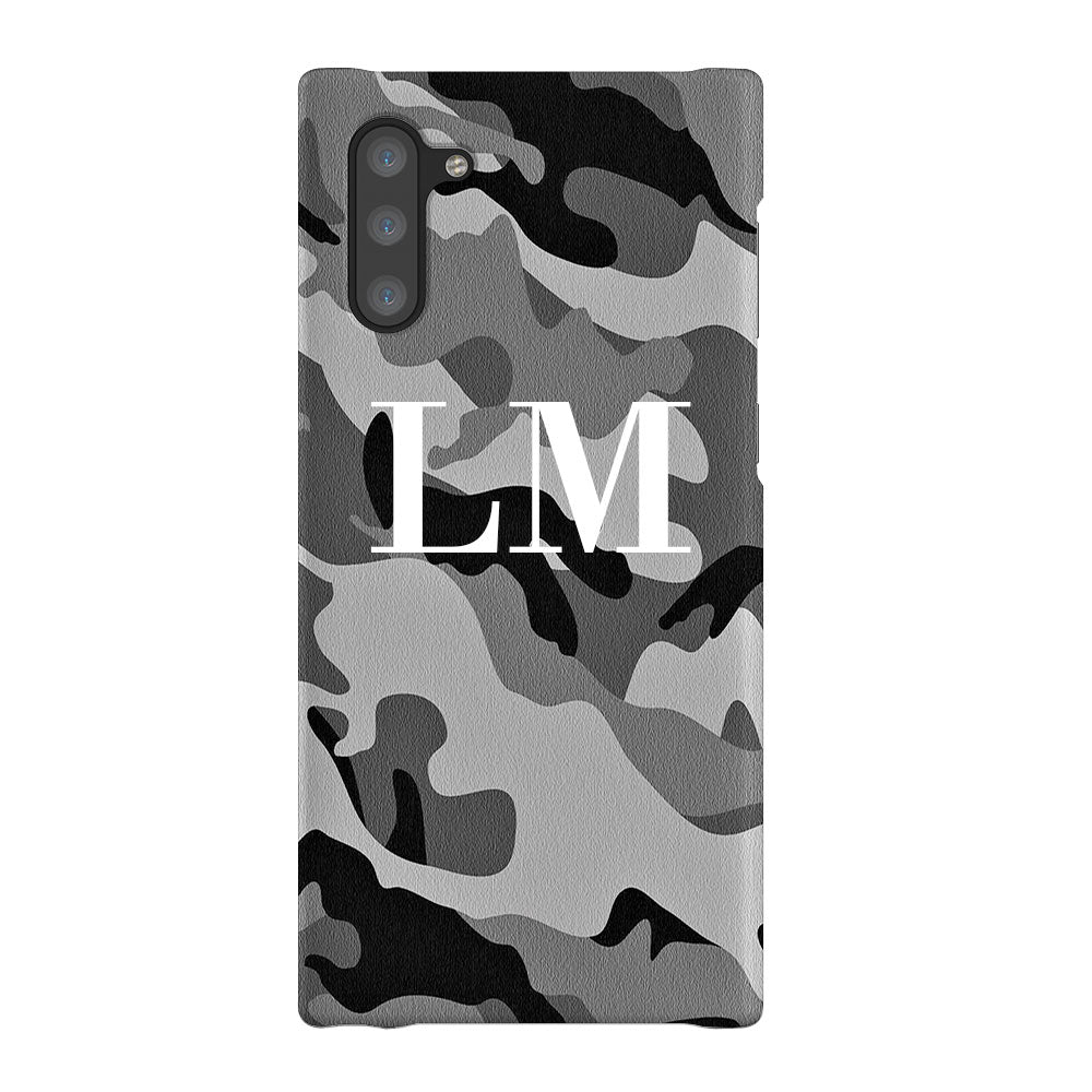 Personalised Grey Camouflage Initials Samsung Galaxy Note 10 Case