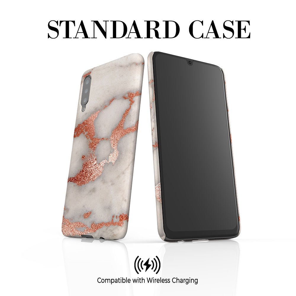 Personalised Grey x Rose Gold Marble Initials Samsung Galaxy A50 Case
