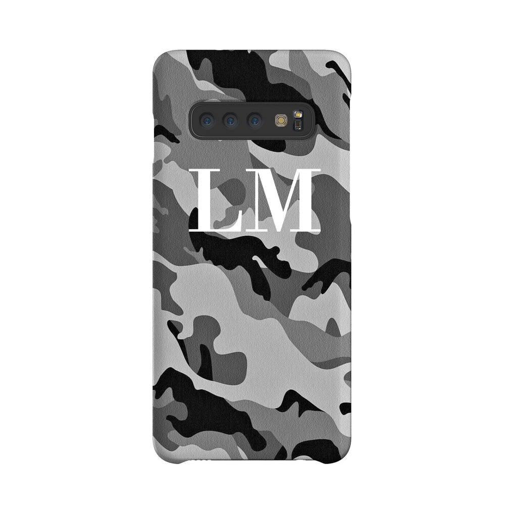 Personalised Grey Camouflage Initials Samsung Galaxy S10 Plus Case