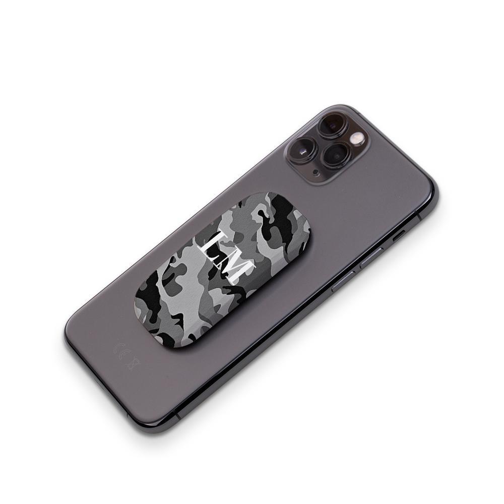 Personalised Grey Camouflage Initials Clickit Phone grip