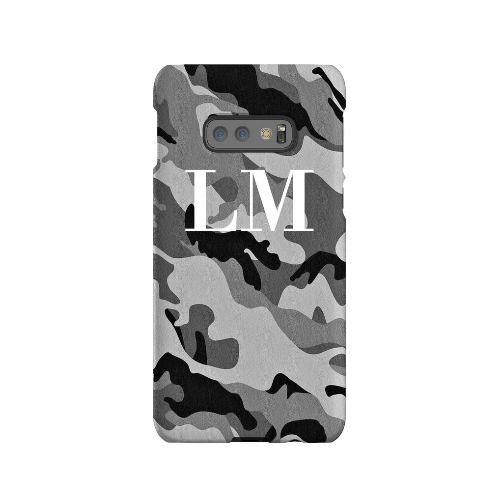 Personalised Grey Camouflage Initials Samsung Galaxy S10e Case