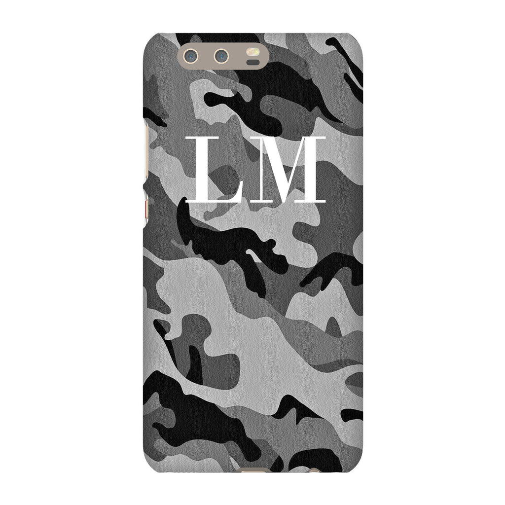 Personalised Grey Camouflage Initials Huawei P10 Plus Case