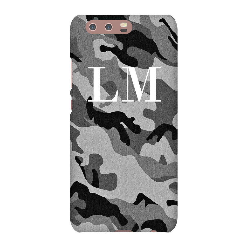 Personalised Grey Camouflage Initials Huawei P10 Case