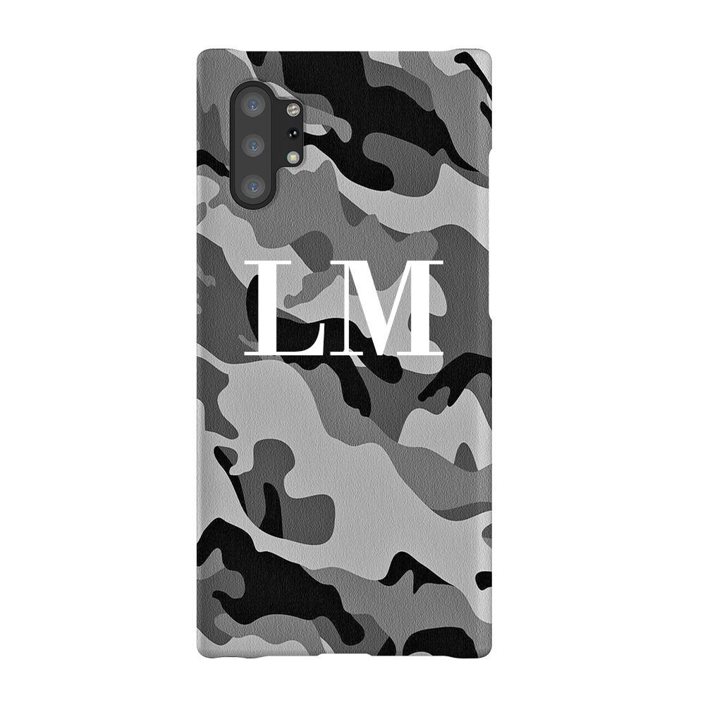Personalised Grey Camouflage Initials Samsung Galaxy Note 10+ Case