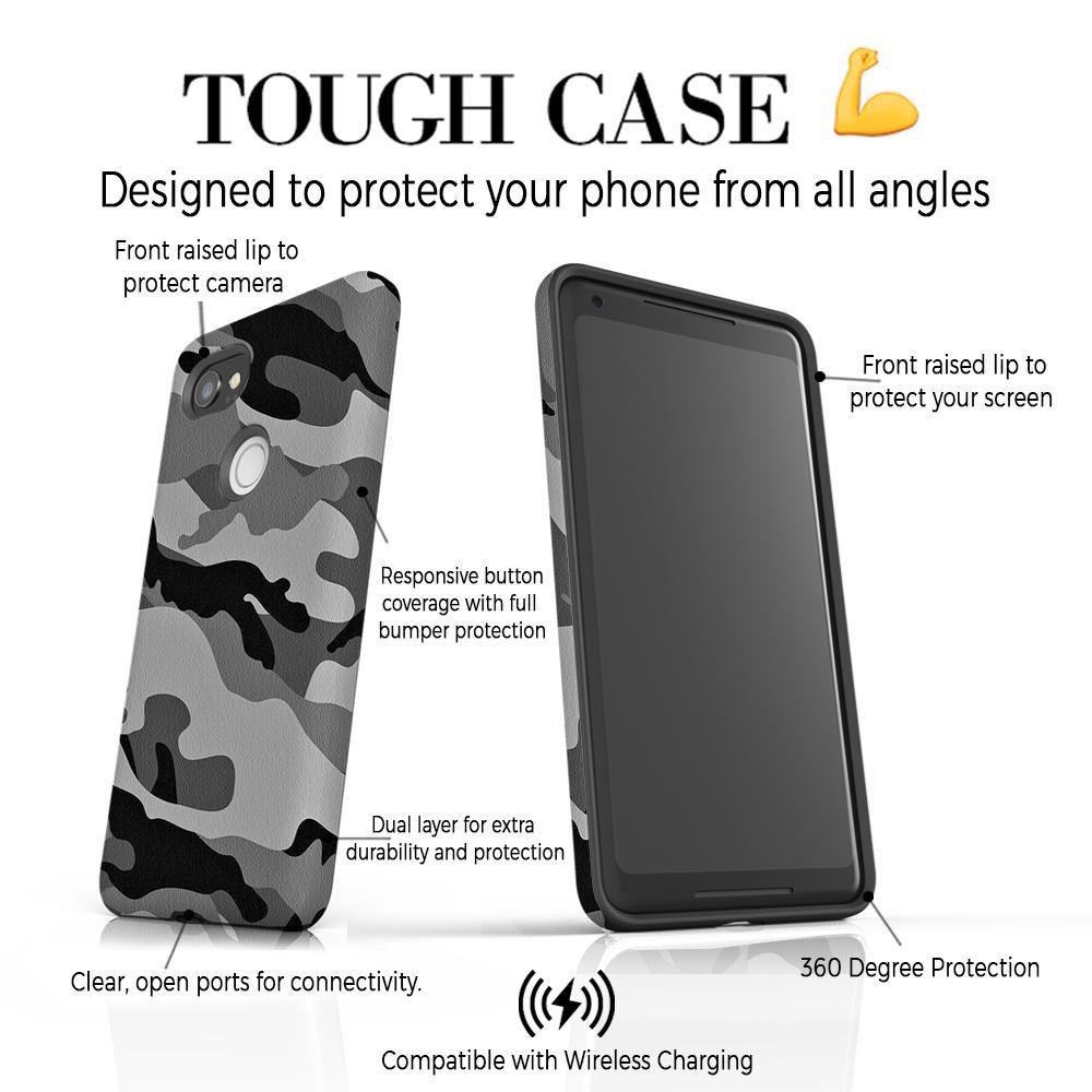 Personalised Grey Camouflage Initials Google Pixel 2 XL Case