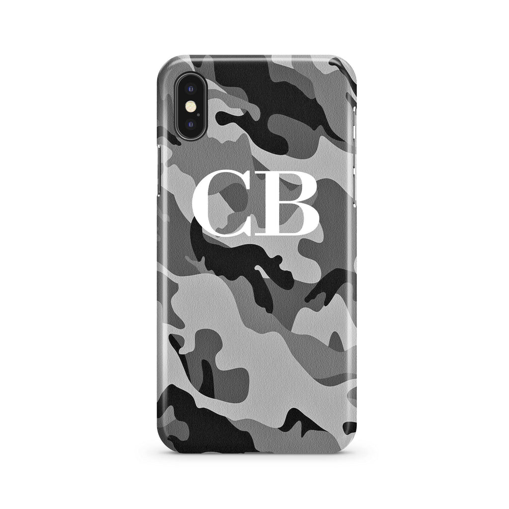 Personalised Grey Camouflage Initials iPhone XS Max Case