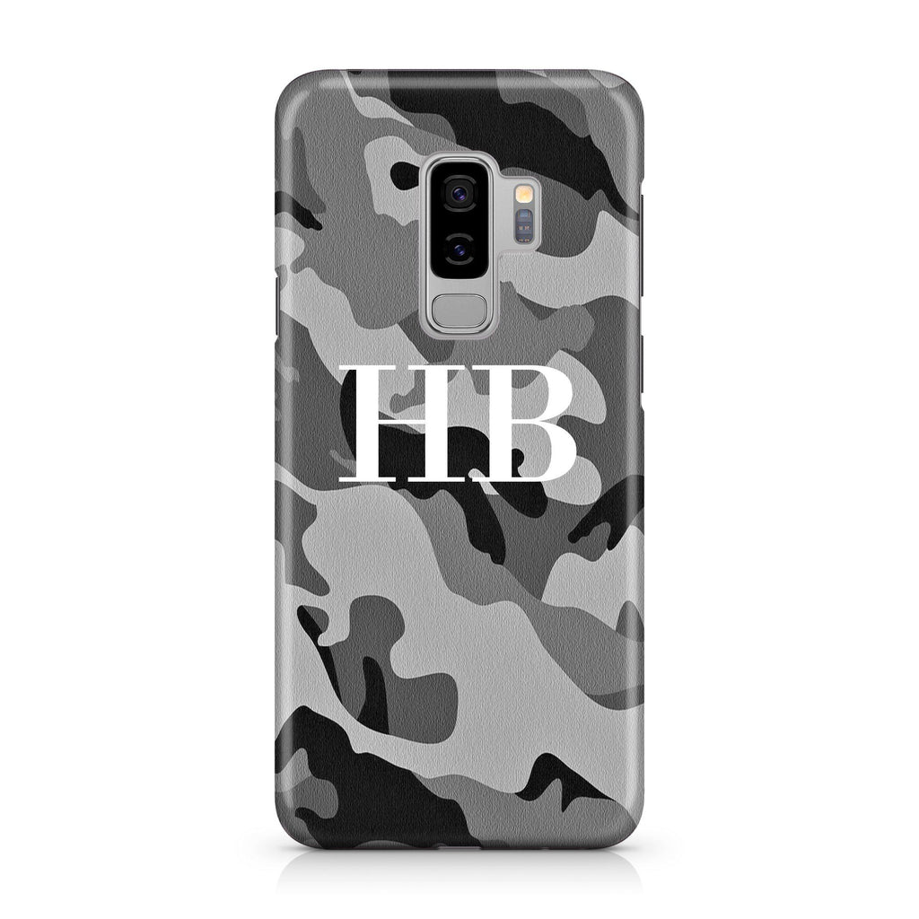 Personalised Grey Camouflage Initials Samsung Galaxy S9 Plus Case
