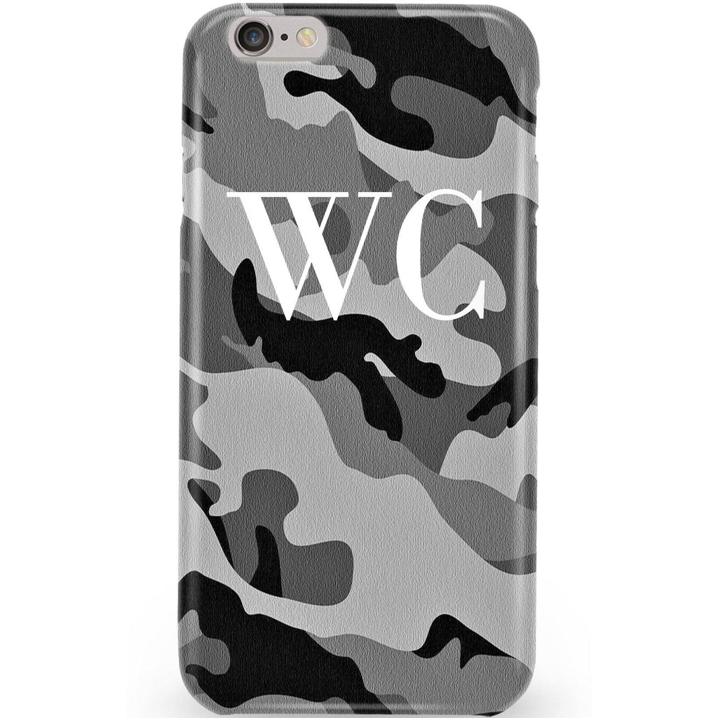 Personalised Grey Camouflage Initials iPhone 6/6s Case