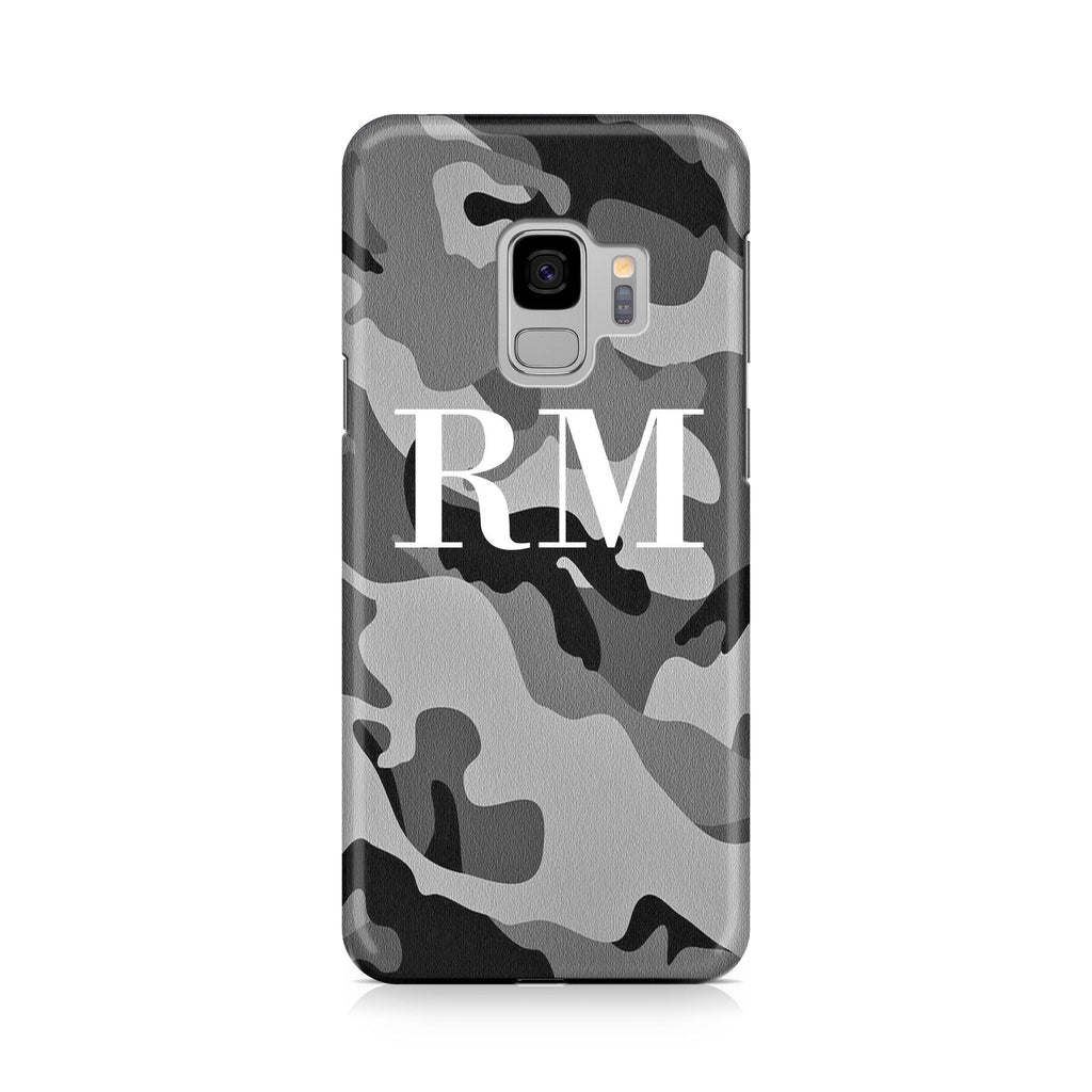 Personalised Grey Camouflage Initials Samsung Galaxy S9 Case