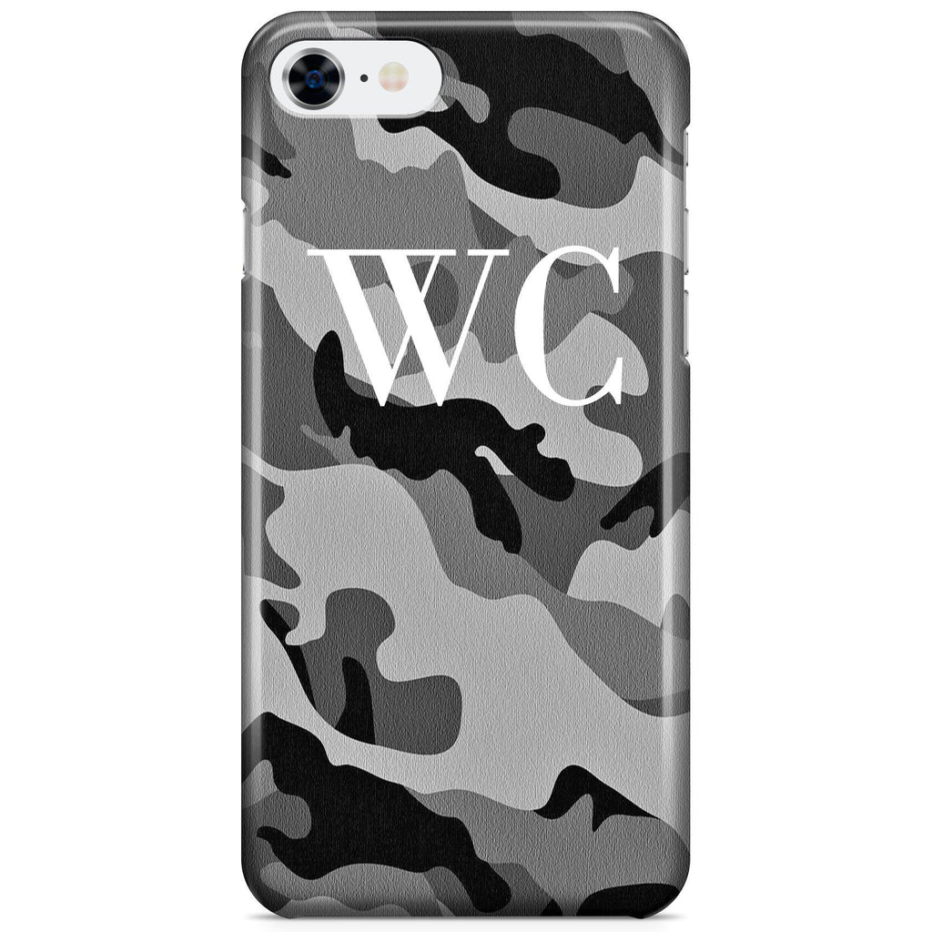 Personalised Grey Camouflage Initials iPhone SE Case