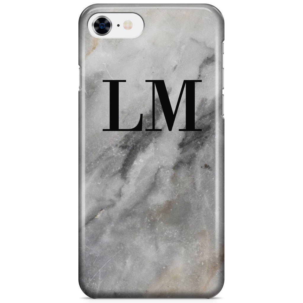 Personalised Grey Stone Marble Initials iPhone 7 Case