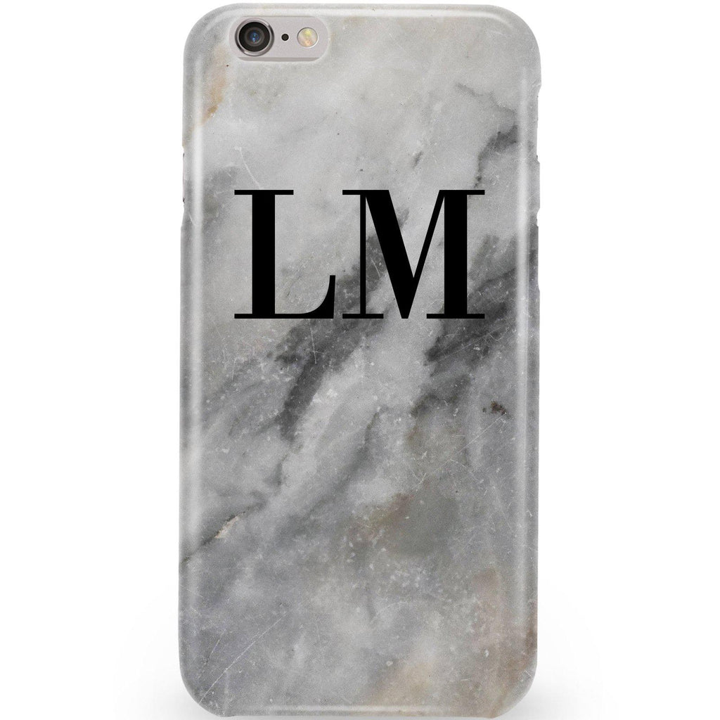 Personalised Grey Stone Marble Initials iPhone 6/6s Case
