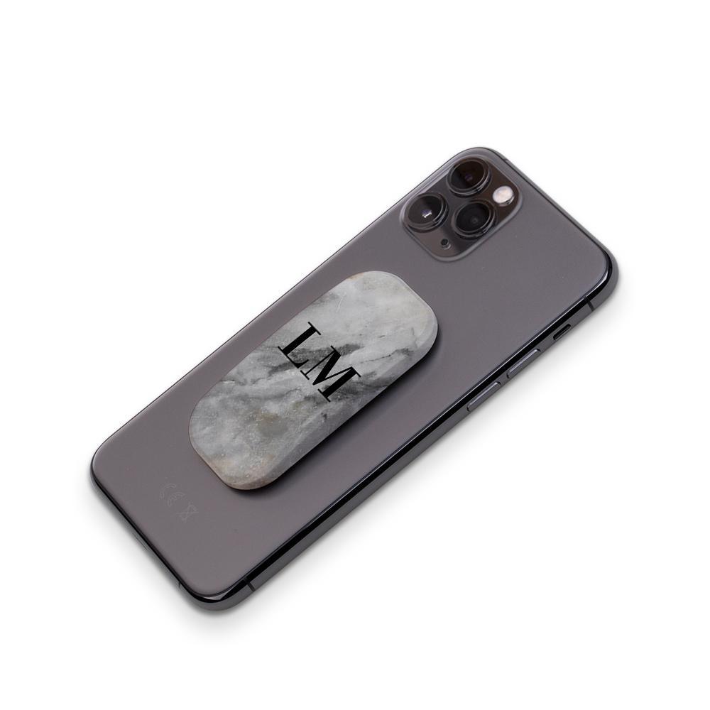 Personalised Grey Stone Marble Initials Clickit Phone grip