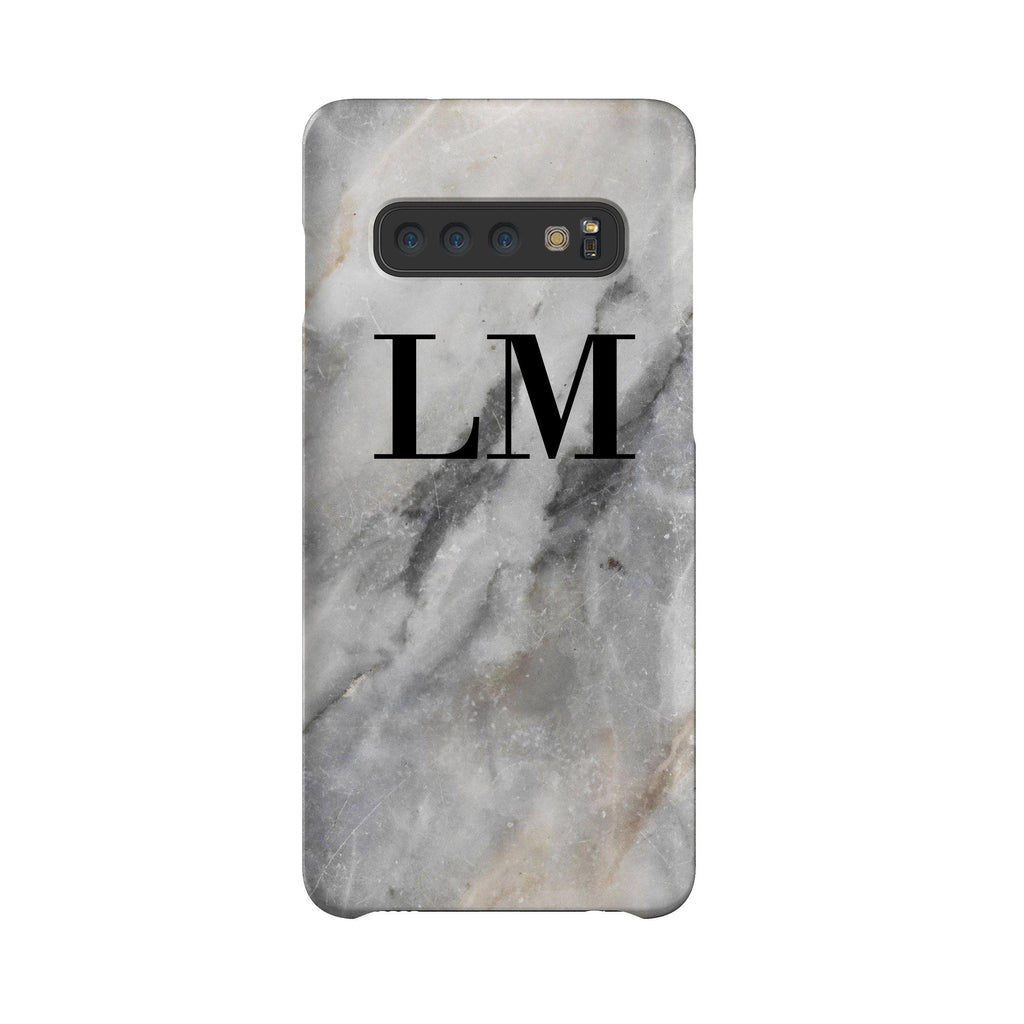 Personalised Grey Stone Marble Initials Samsung Galaxy S10 Case