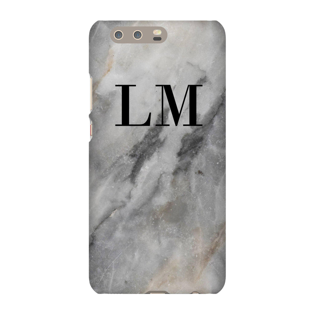 Personalised Grey Stone Marble Initials Huawei P10 Plus Case