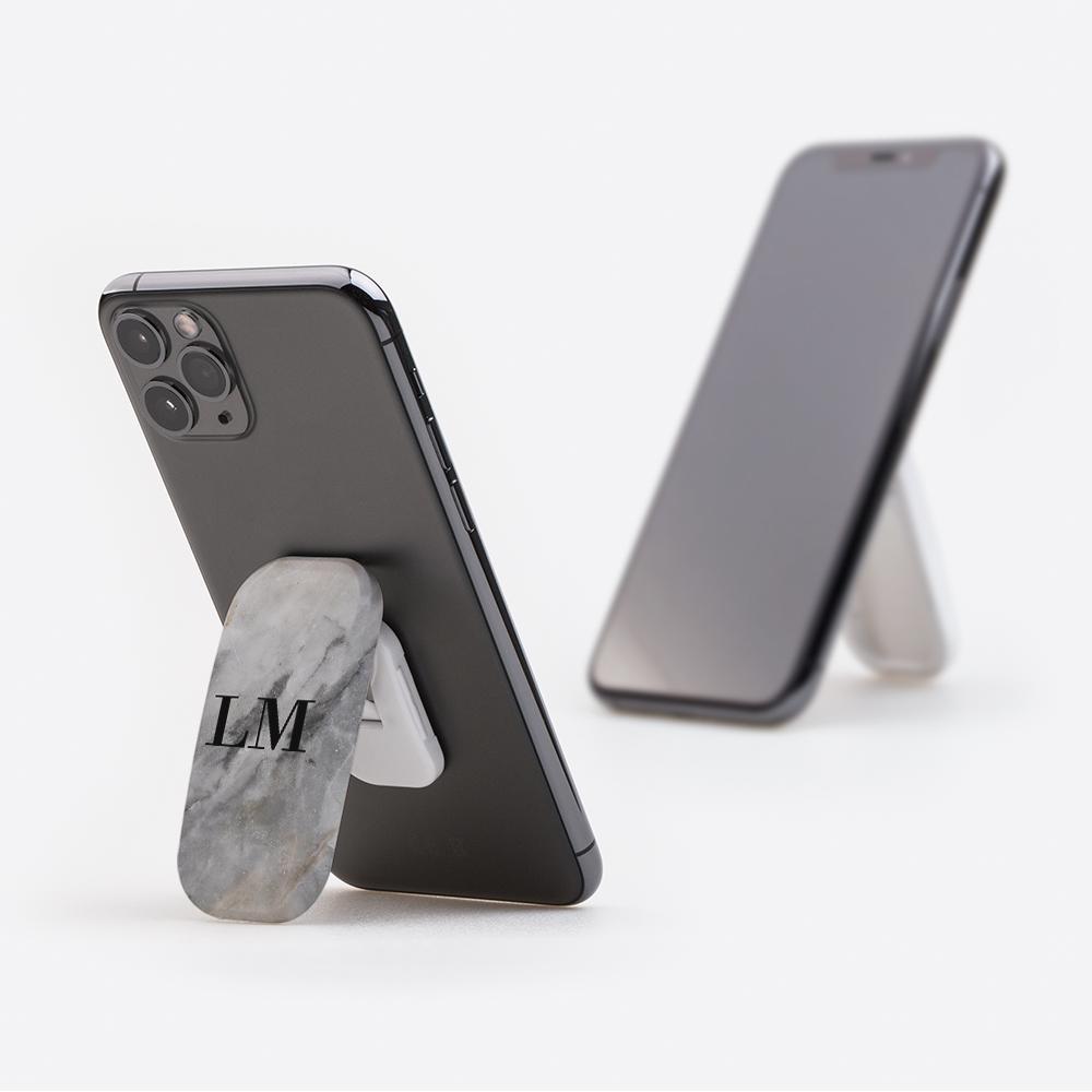 Personalised Grey Stone Marble Initials Clickit Phone grip