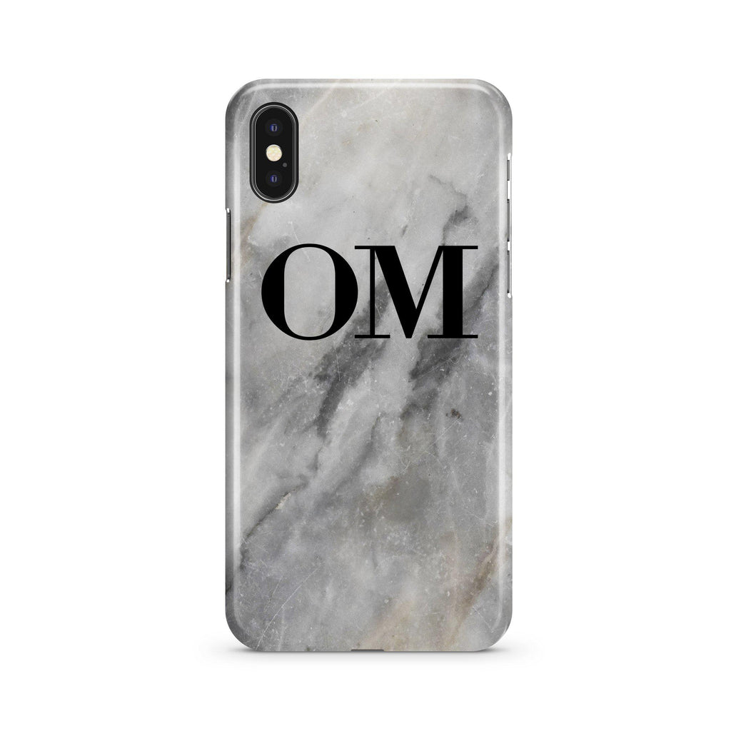 Personalised Grey Stone Marble Initials iPhone XS Max Case