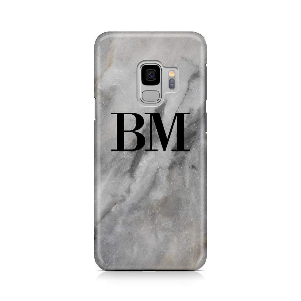 Personalised Grey Stone Marble Initials Samsung Galaxy S9 Case