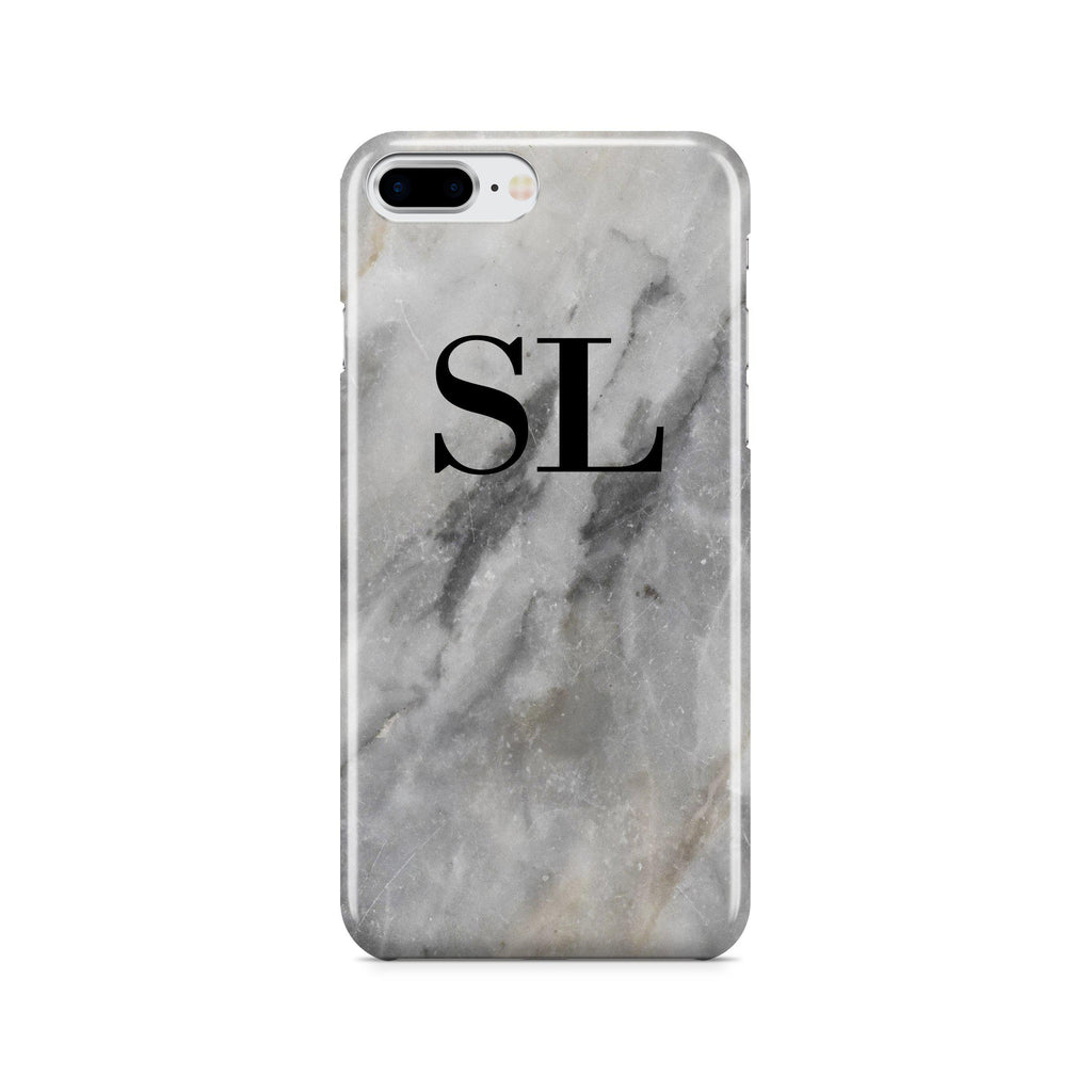 Personalised Grey Stone Marble Initials iPhone 8 Plus Case