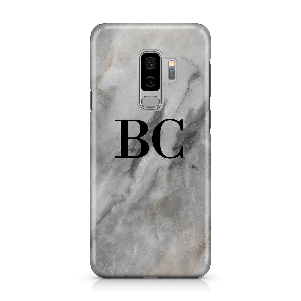 Personalised Grey Stone Marble Initials Samsung Galaxy S9 Plus Case