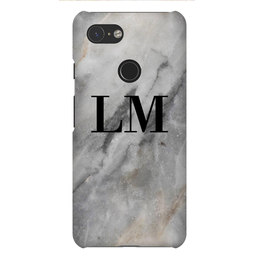 Personalised Grey Stone Marble Initials Google Pixel 3 Case