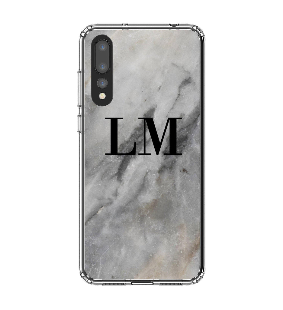 Personalised Grey Stone Marble Initials Huawei P20 Pro Case