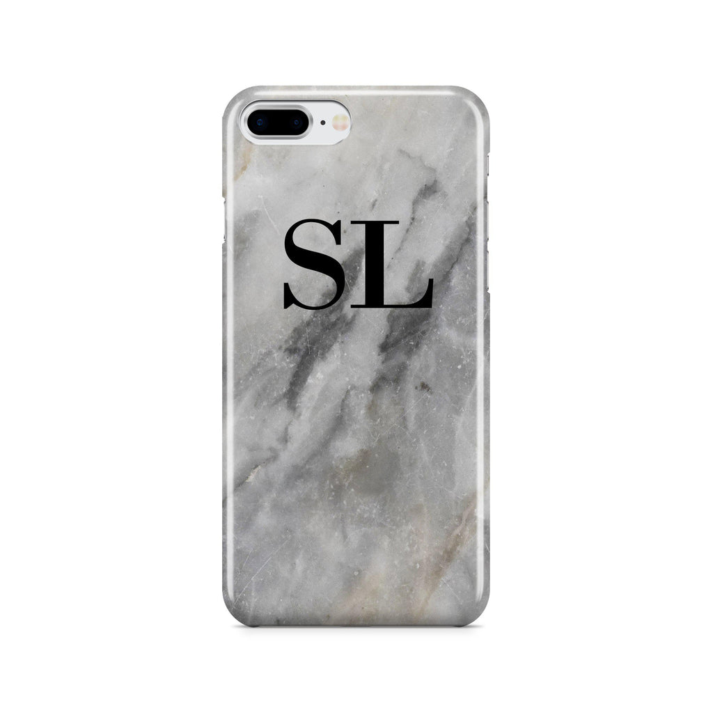 Personalised Grey Stone Marble Initials iPhone 7 Plus Case