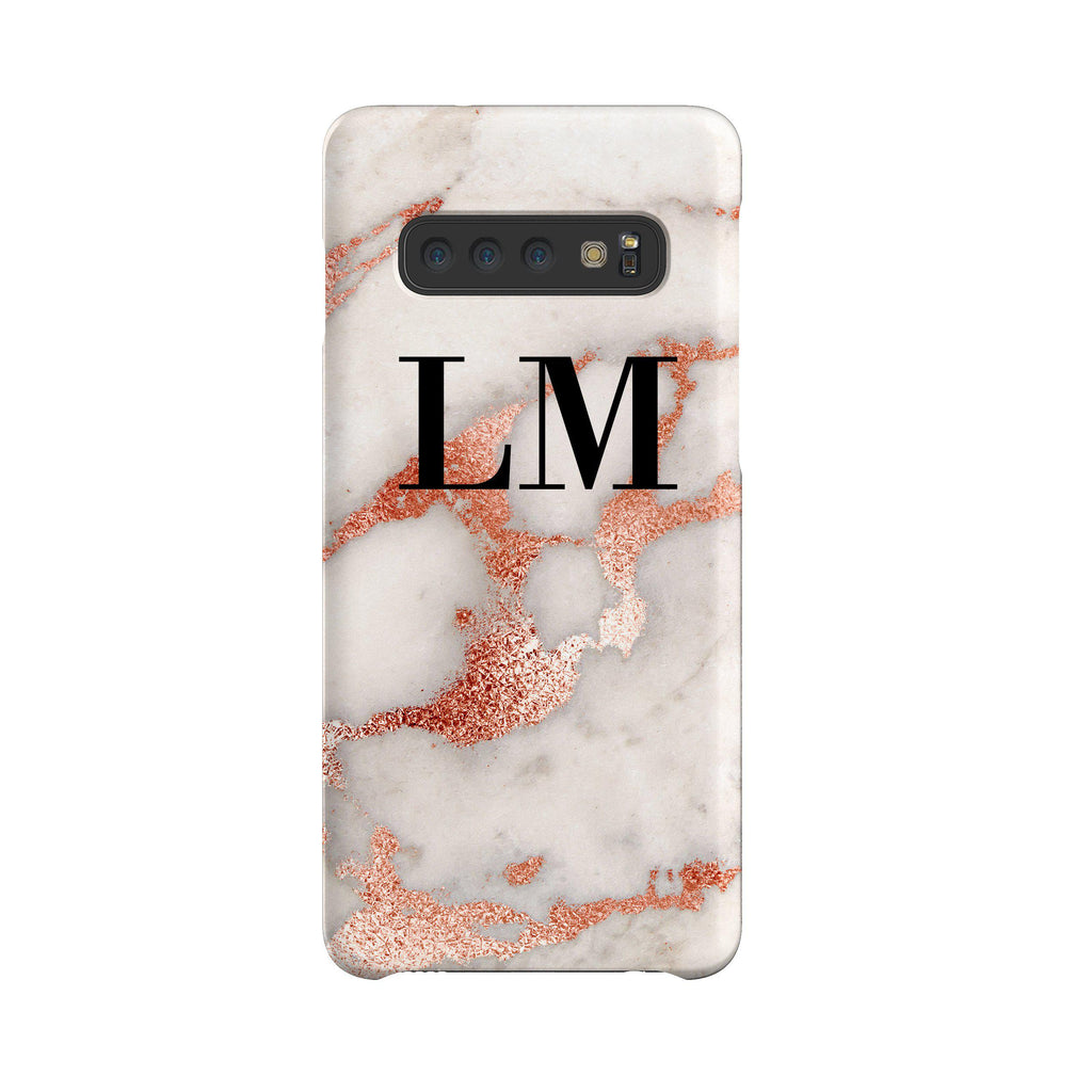 Personalised Grey x Rose Gold Marble Initials Samsung Galaxy S10 Plus Case