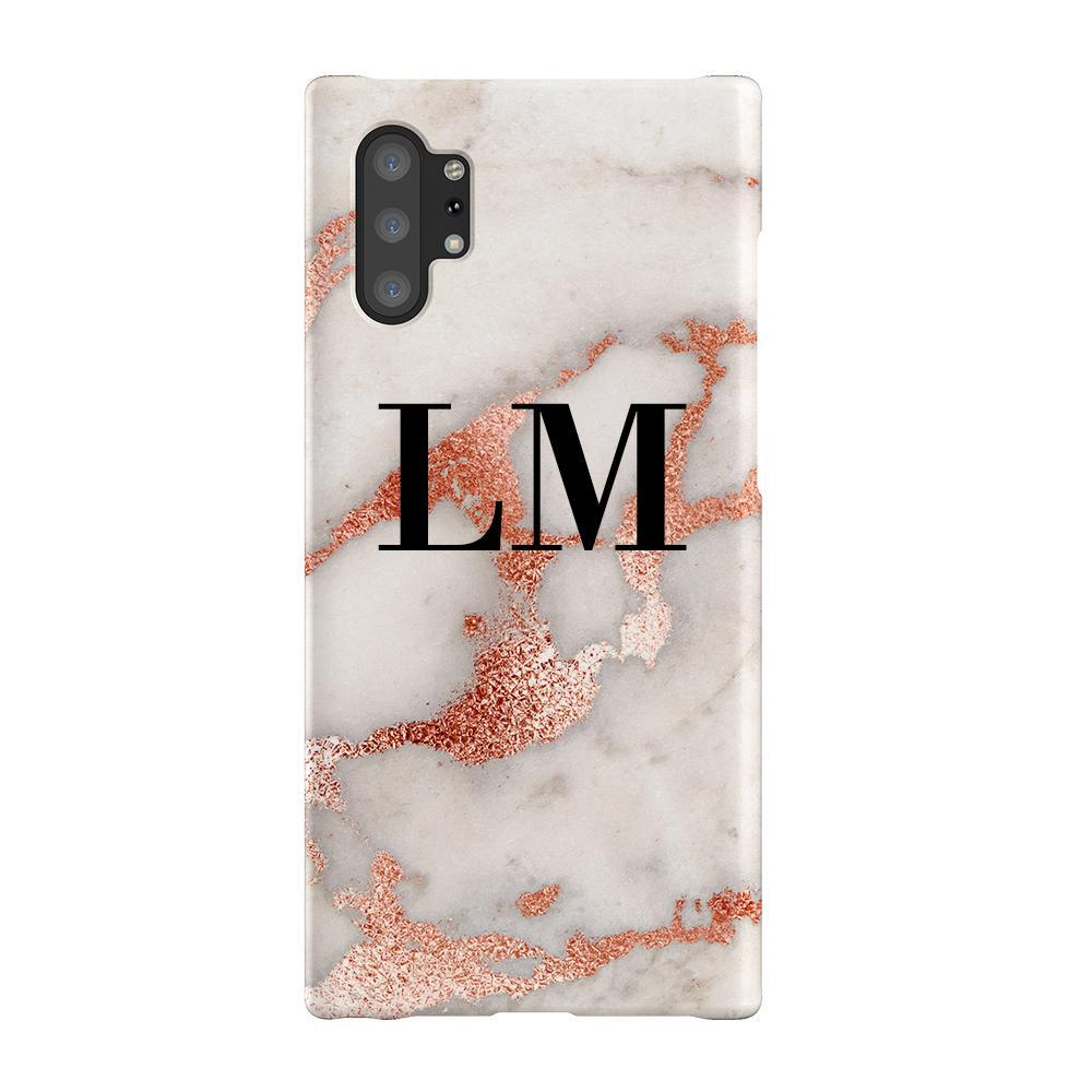 Personalised Grey x Rose Gold Marble Initials Samsung Galaxy Note 10+ Case