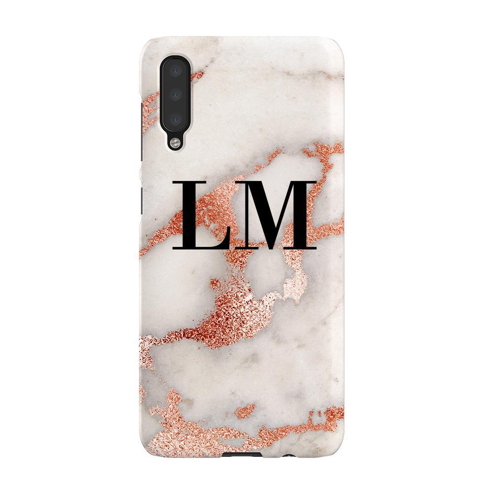 Personalised Grey x Rose Gold Marble Initials Samsung Galaxy A50 Case