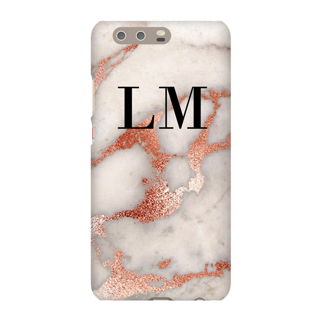 Personalised Grey x Rose Gold Marble Initials Huawei P10 Plus Case