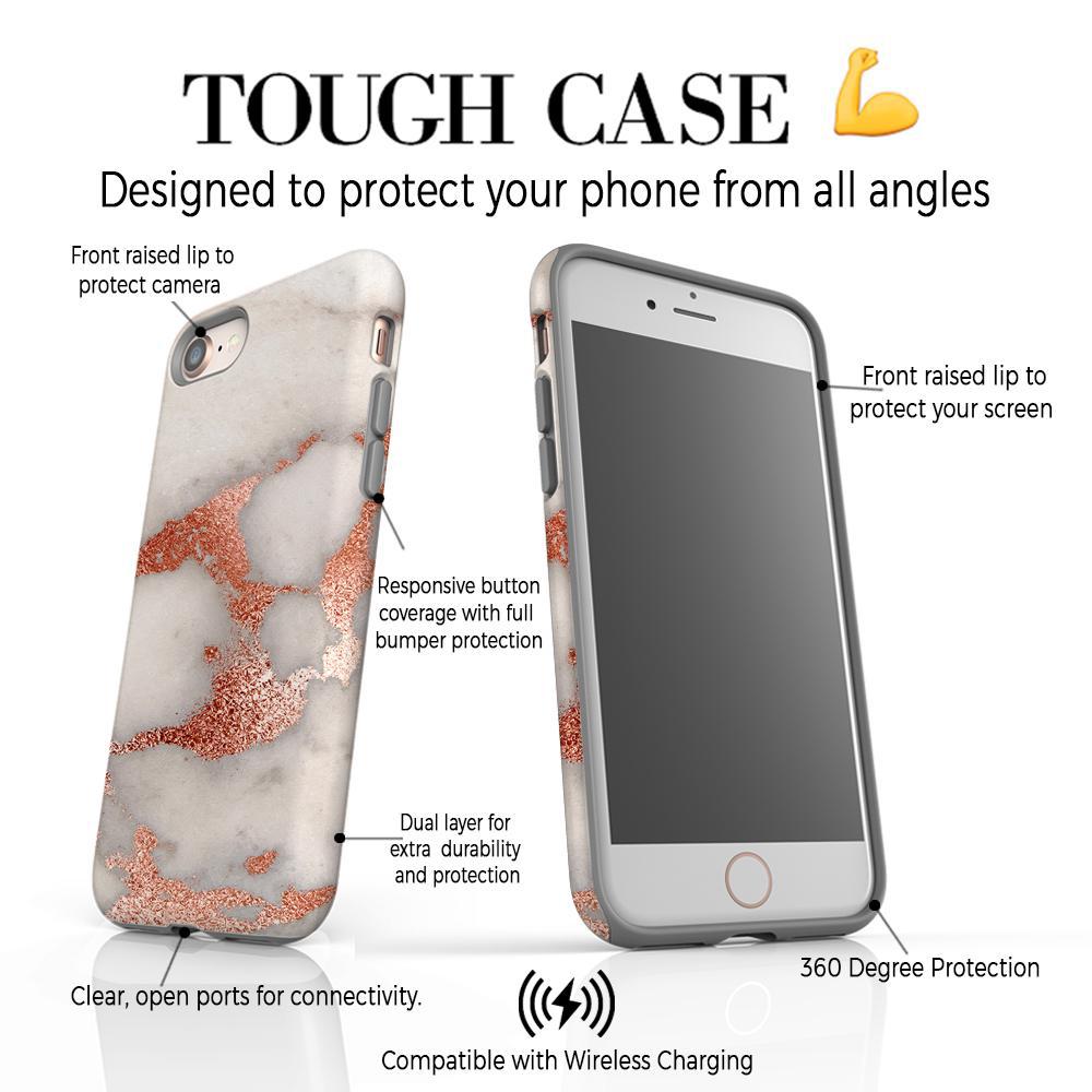 Personalised Grey x Rose Gold Marble Initials iPhone SE Case