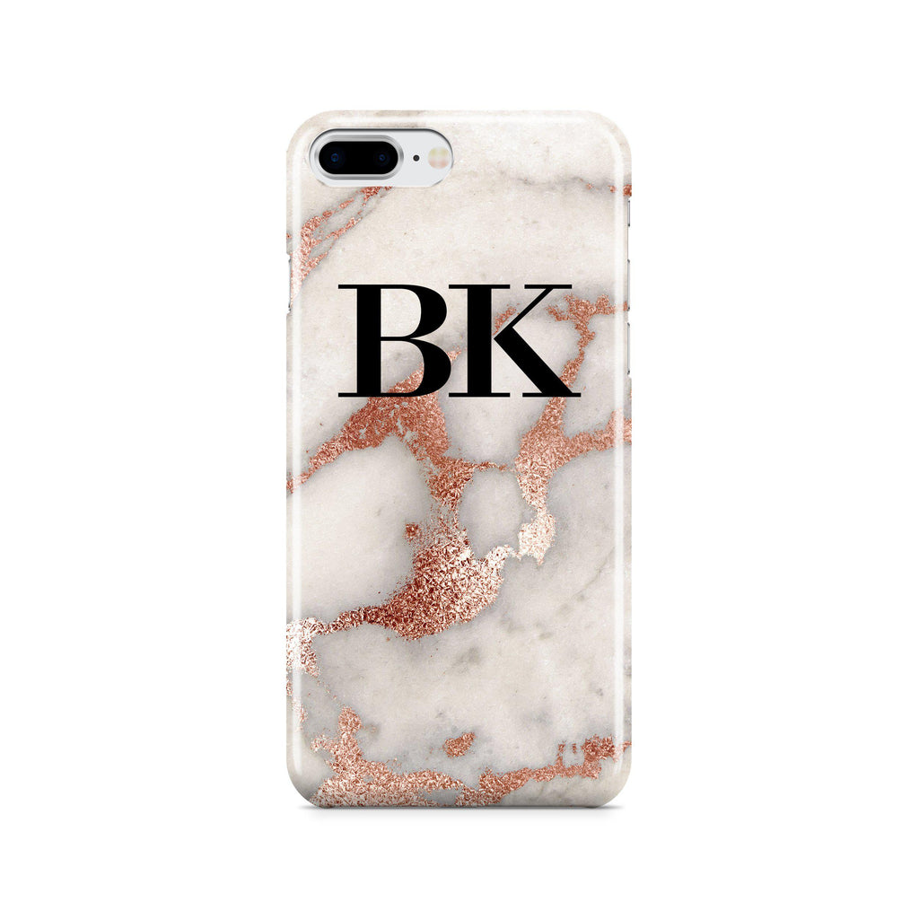 Personalised Grey x Rose Gold Marble Initials iPhone 8 Plus Case