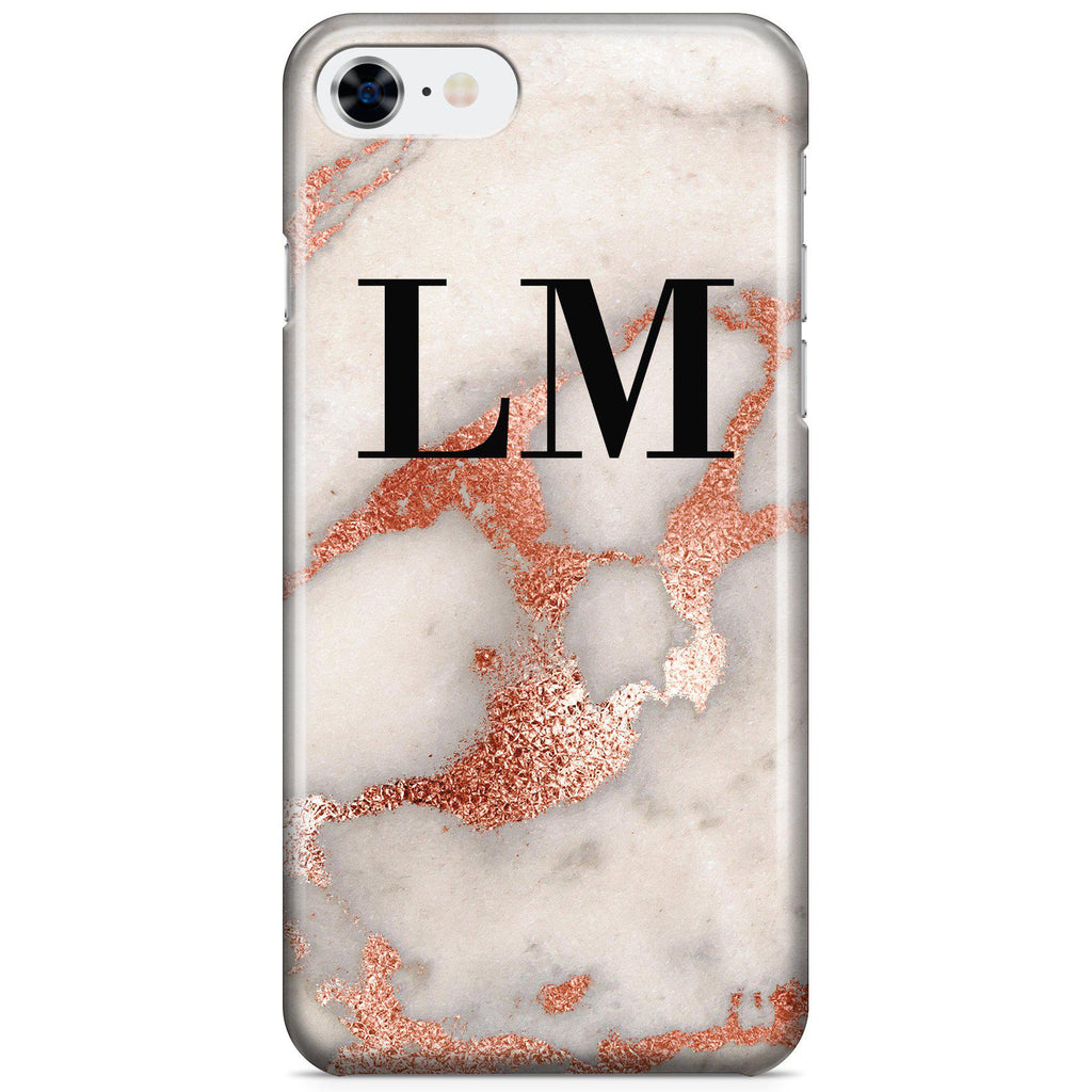 Personalised Grey x Rose Gold Marble Initials iPhone SE Case
