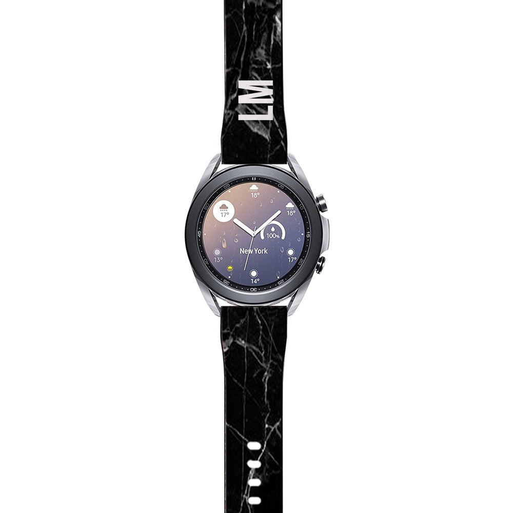 Personalised Black Marble Samsung Galaxy Watch3 Strap