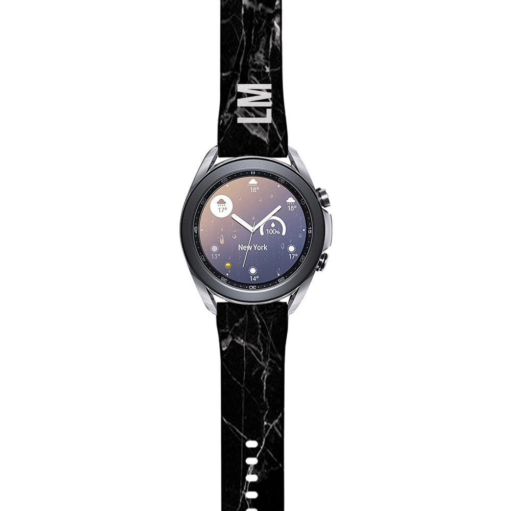 Personalised Black Marble Samsung Galaxy Watch3 Strap