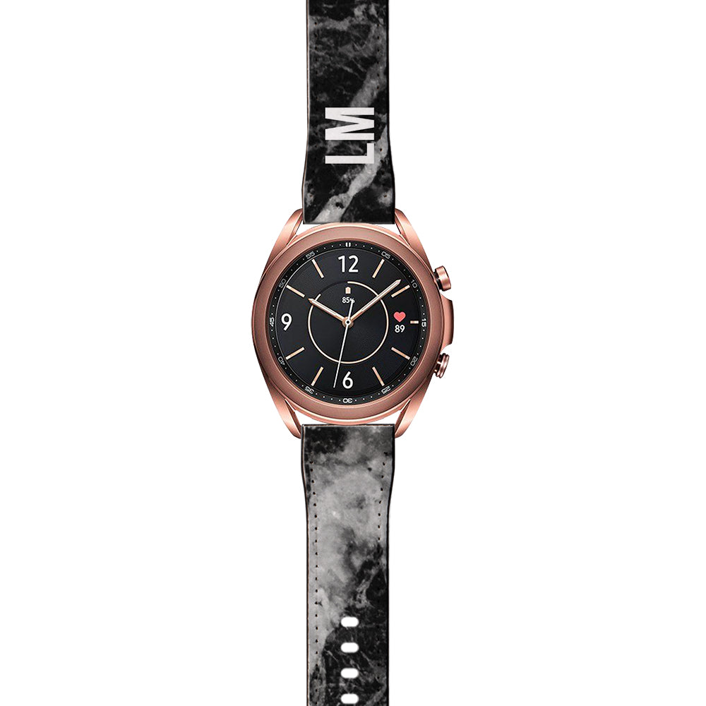 Personalised Black Stone Marble Samsung Galaxy Watch3 Strap
