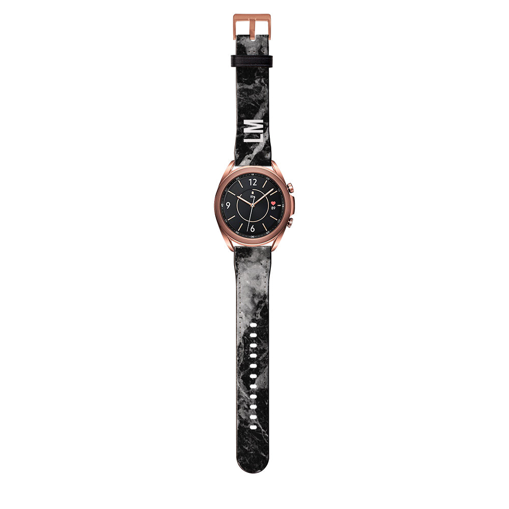 Personalised Black Stone Marble Samsung Galaxy Watch3 Strap