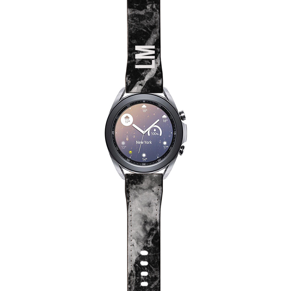 Personalised Black Stone Marble Samsung Galaxy Watch3 Strap
